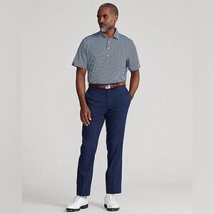 RLX Ralph Lauren Performance Golf Blue/White Striped‎ Mens Polo - Size M